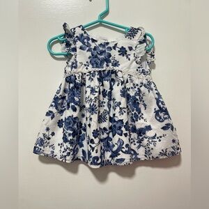 Mia & Mimi grand millennial Floral Blue and White Kids Dress
